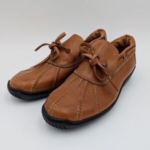 Ralph Lauren Womens Leather Duck Slip On Shoes 6.5C Brown Moccasins Italy Made